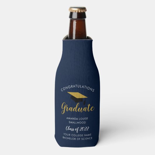 Rafraichisseur De Bouteilles Graduation Navy Blue Grad Party 2025 Custom (Bottle Devant)