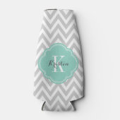 Rafraichisseur De Bouteilles Gray et Aqua Chevron Monogram (Devant)