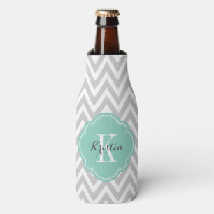 Rafraichisseur De Bouteilles Gray et Aqua Chevron Monogram