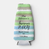 Rafraichisseur De Bouteilles Gris Vert Bleu Aquarelle Bleu Rayures Nom de la pa (Devant)