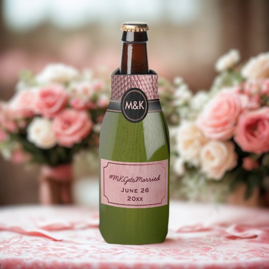 Rafraichisseur De Bouteilles Hashtag mariage Rose Champagne