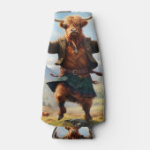 Rafraichisseur De Bouteilles Highland Cow Dansant Le Highland Fling, (Devant)