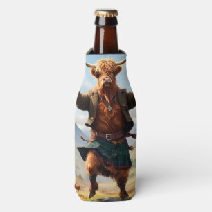Rafraichisseur De Bouteilles Highland Cow Dansant Le Highland Fling,