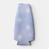 Rafraichisseur De Bouteilles Hiver Purple Ciel bleu Blanc Snowflakes Pois (Devant)