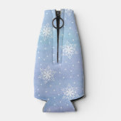 Rafraichisseur De Bouteilles Hiver Purple Ciel bleu Blanc Snowflakes Pois (Dos)