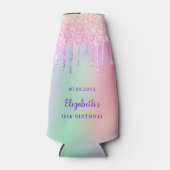 Rafraichisseur De Bouteilles Holographie de la goutte violette rose d'anniversa (Devant)