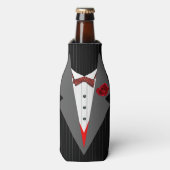 Rafraichisseur De Bouteilles Image Tuxedo, Tartan Rouge Dickybow, Lapons Gris (Bottle Devant)