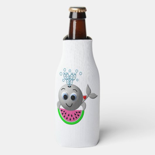 Rafraichisseur De Bouteilles Jolie baleine et pastèque (Bottle Devant)