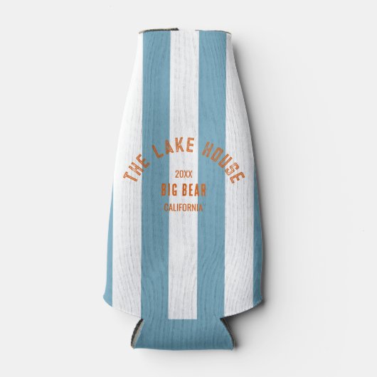 Rafraichisseur De Bouteilles Le Lake House Orange Crest Blue Nautical Stripe (Devant)