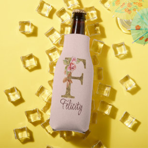 Rafraichisseur De Bouteilles Lettre de nom personnalisée F Roses roses blush en