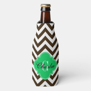 Rafraichisseur De Bouteilles LG Chevron Émeraude Vert Nom Initial Monogramme