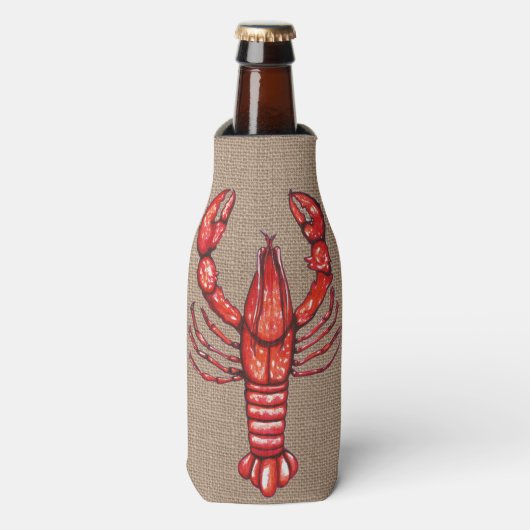 Rafraichisseur De Bouteilles Louisiane Cajun Crawfish Faux Burlap (Bottle Devant)