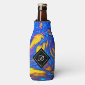 Rafraichisseur De Bouteilles Marbre Abstrait jaune bleu violet liquide (Bottle Devant)