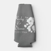 Rafraichisseur De Bouteilles Mariage floral blanc et gris (Devant)