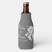 Rafraichisseur De Bouteilles Mariage floral blanc et gris (Bottle Devant)