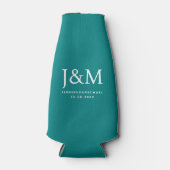 Rafraichisseur De Bouteilles Mariage Noms de date Monogramme Turquoise Modèle f (Devant)