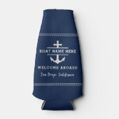 Rafraichisseur De Bouteilles Marine Blue Nautical Welcome Aboard Nom du bateau (Devant)