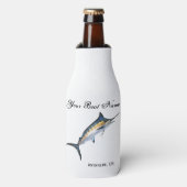 Rafraichisseur De Bouteilles Marlin de nom de bateau personnalisé (Bottle Devant)