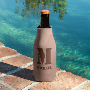 Rafraichisseur De Bouteilles Marron moka motif géométrique en maille Monogramme