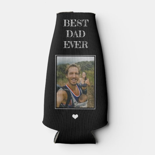 Rafraichisseur De Bouteilles Meilleur papa photo et texte personnalisé noir (Devant)