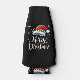 Rafraichisseur De Bouteilles Merry Christmas Lights Red Santa Hat Tree Family