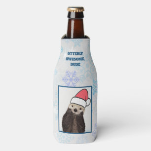 Rafraichisseur De Bouteilles Mignonne Otter portant un chapeau de Père Noël
