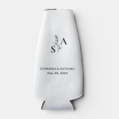 Rafraichisseur De Bouteilles Minimalist BW Monogram Wildflower Wedding (Devant)