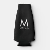 Rafraichisseur De Bouteilles Modèle Élégant Monogramme Noir Et Blanc Moderne (Devant)