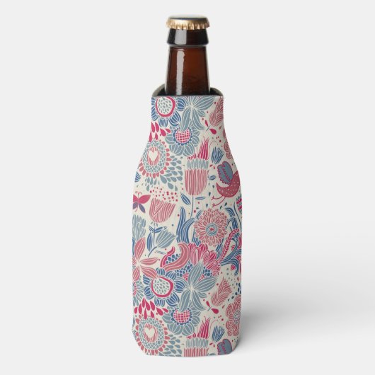 Rafraichisseur De Bouteilles Modèle floral avec oiseau et papillon (Bottle Devant)