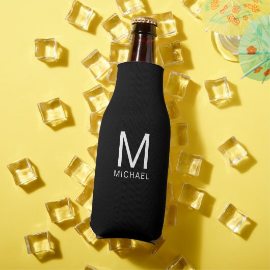 Rafraichisseur De Bouteilles Modèle Monogramme Personnalisé Élégant Noir Et Bla (Été in situ)