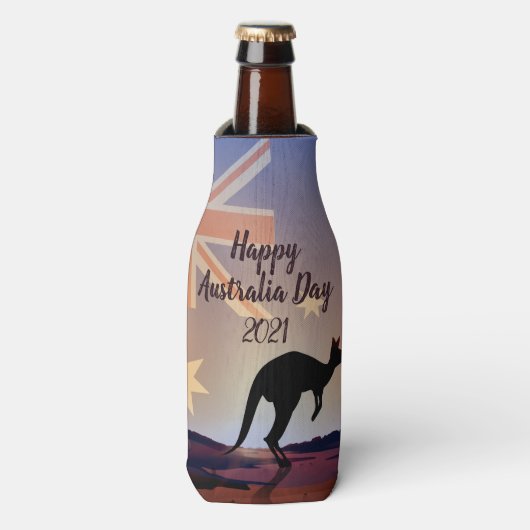 Rafraichisseur De Bouteilles Modifier le drapeau texte Kangaroo Australia Day (Bottle Devant)