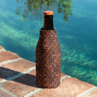 Rafraichisseur De Bouteilles Monochrome beige brown ethnic pattern.
