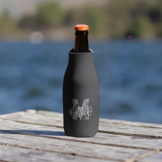 Rafraichisseur De Bouteilles Monogram Modern Cool Grunge Ajouter Votre Nom