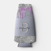 Rafraichisseur De Bouteilles Monogramme argent parties scintillant violet nom m (Devant)