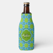 Rafraichisseur De Bouteilles Monogramme bleu et vert Mandala Motif (Bottle Devant)