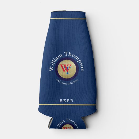 Rafraichisseur De Bouteilles monogramme de bière personnalisé (nom et initiales (Devant)