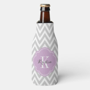 Rafraichisseur De Bouteilles Monogramme de Chevron gris et violet