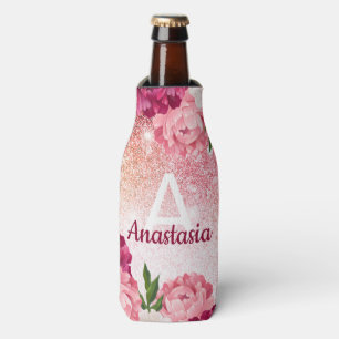 Rafraichisseur De Bouteilles monogramme de Parties scintillant rose luxe floral