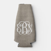 Rafraichisseur De Bouteilles Monogramme de script préppy de Burlap rustique (Devant)