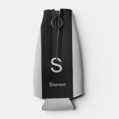 Rafraichisseur De Bouteilles Monogramme deux tons moderne noir et gris (Dos)