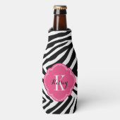 Rafraichisseur De Bouteilles Monogramme d'impression noir et rose chaud (Bottle Devant)