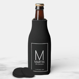 Rafraichisseur De Bouteilles Monogramme et nom personnalisé moderne Groomsmen B