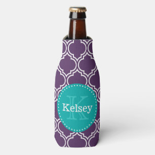 Rafraichisseur De Bouteilles Monogramme marocain pourpre de Teal de motif de