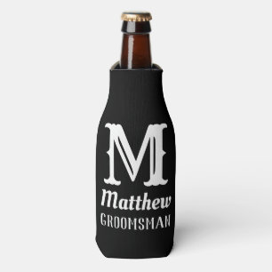 Rafraichisseur De Bouteilles Monogramme masculin personnalisé Mariage noir pour