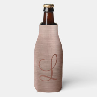 Rafraichisseur De Bouteilles Monogramme métal brossé Chic Rose or initial