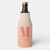 Rafraichisseur De Bouteilles Monogramme moderne Nom initial Peach Gradient (Bottle Devant)
