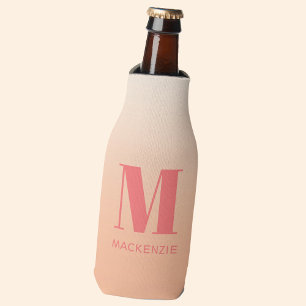 Rafraichisseur De Bouteilles Monogramme moderne Nom initial Peach Gradient