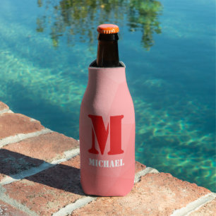 Rafraichisseur De Bouteilles Monogramme motif de maillage géométrique rouge
