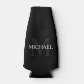 Rafraichisseur De Bouteilles Monogramme personnalisé et nom noir (Devant)