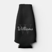 Rafraichisseur De Bouteilles Monogramme personnalisé et nom noir (Devant)